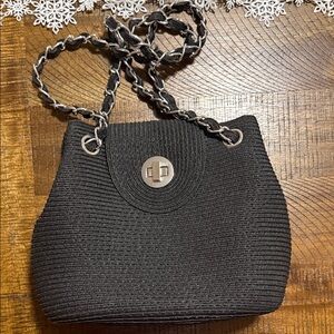Elegant Black Woven Shoulder Bag